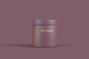 WeNatal For Her glass jar against a purple background